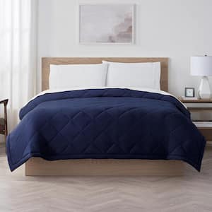 Supersoft Navy Washed Polyester Full/Queen Cooling Blanket