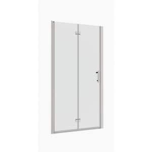32 in. to 33.3 in. W x 72 in. H Bi-fold Semi Frameless Shower Door in Chrome Finish with Clear Tempered Glass