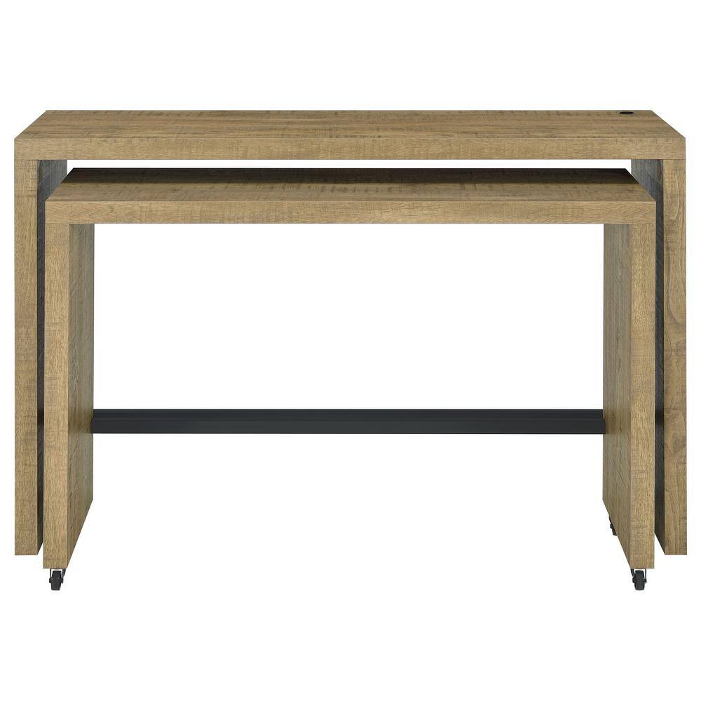 Mango Brown Industrial Rectangular Pub Table Set with 2 Chairs