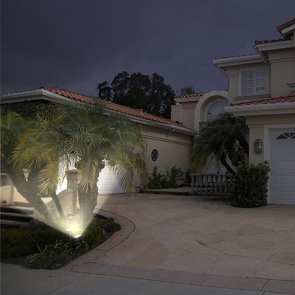 410 Lumens Solar Outdoor Integrated LED Black Spotlight with Adjustable Lamp Head (2-pack)