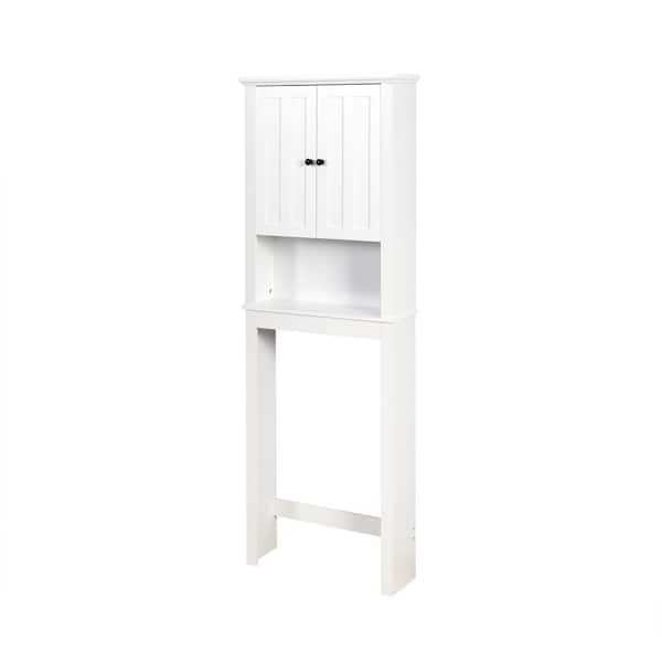 23.62 in. W x 67.32 in. H x 7.72 in. D White Finish Over The Toilet Storage with Doors and Adjustable Shelf Etagere