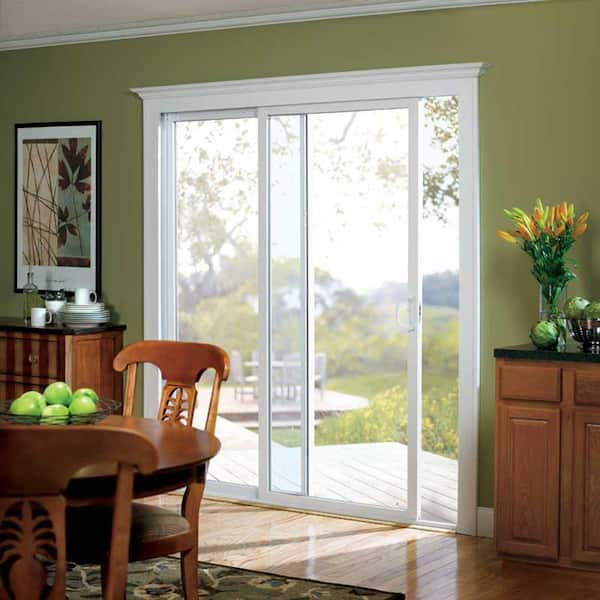 72 in. x 80 in. 50 Series White Sliding Vinyl Patio Door Moving Panel, Low-E SC Glass, Universal Handing