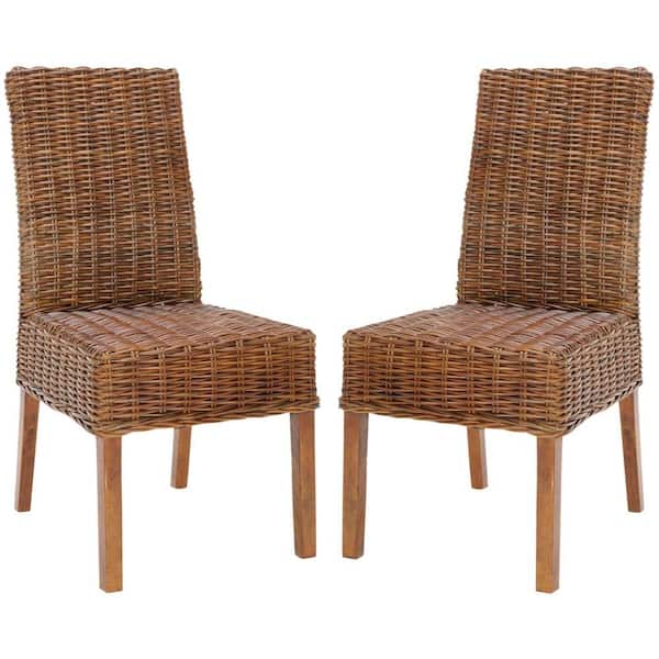 SAFAVIEH Sanibel Brown Wood Side Chair (Set of 2)
