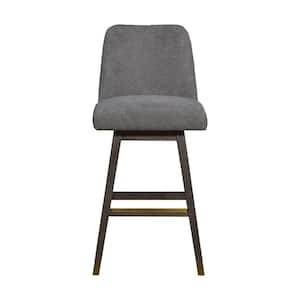 30 in. Gray and Gold High Back Wood Bar Chair with Upholstery Seat