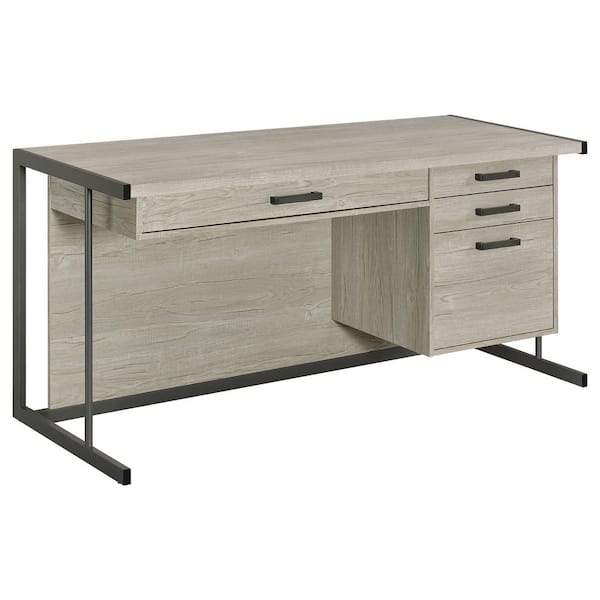 Coaster Loomis 60 in. Whitewashed Grey and Gunmetal 4-drawer Rectangular Office Desk