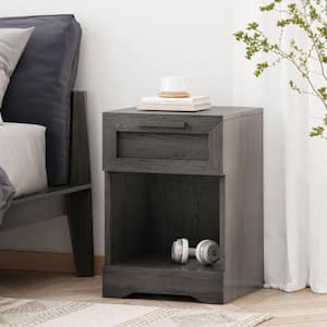 Byson 1-Drawer Gray Maple Nightstand