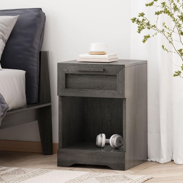 Noble House Byson 1-Drawer Gray Maple Nightstand