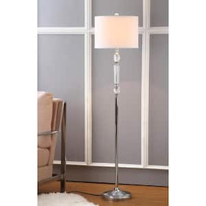 Fairmont 60.25 in. Clear Crystal Floor Lamp with Off-White Shade