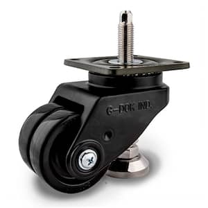 GDHD 2-7/8 in. Dual Nylon Swivel Flat Black Plate Mounted Extended Leveling Caster with 1543 lb. Load Rating