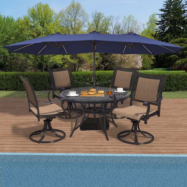 Clihome 5-Piece Metal Outdoor Patio Dining Set with Cast Aluminum Dining Chairs and 48 in. Dining Table