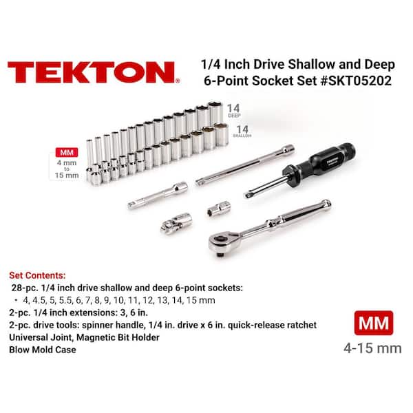 1/4 in. Drive 6-Point Socket and Ratchet Set, 34-Piece (4-15 mm)