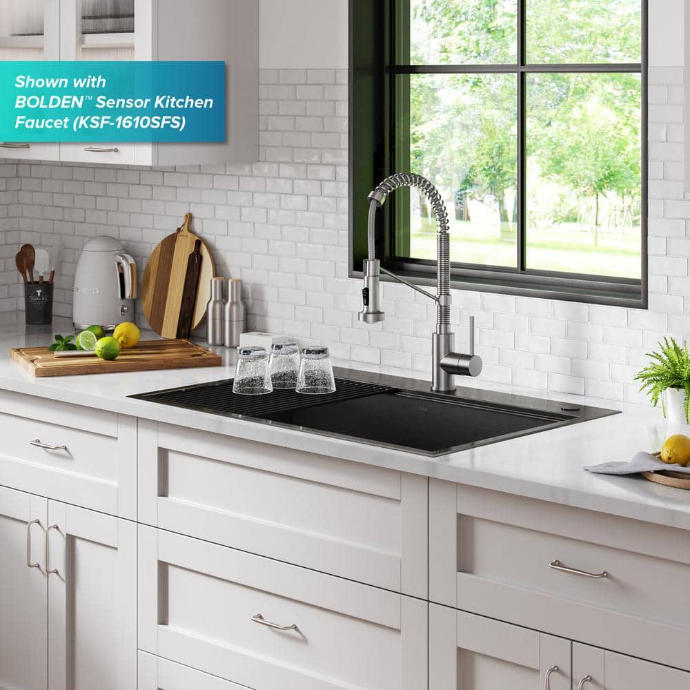 Kore 33" Black Stainless Steel Drop-In Single Bowl Kitchen Sink