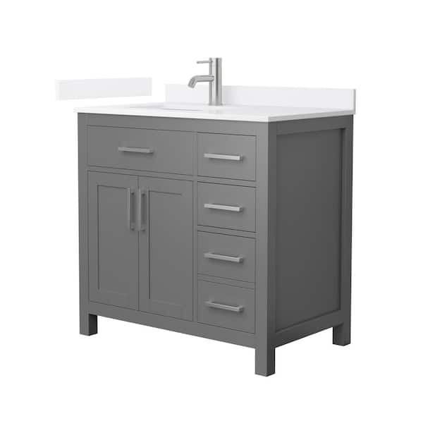 Beckett 36 in. Single Freestanding Dark Gray Bath Vanity with White Quartz Top (Assembled)