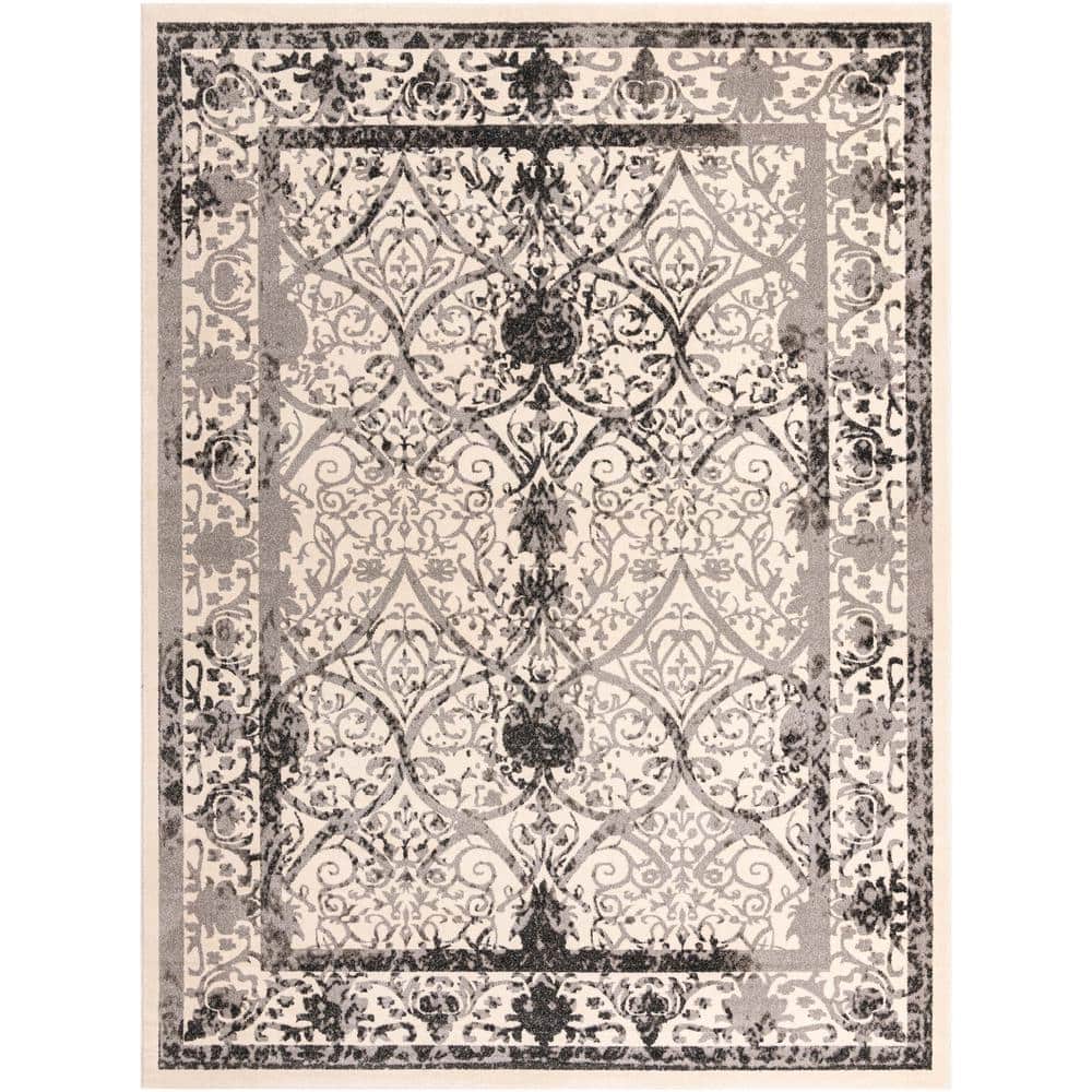 Reversible Gray Synthetic Easy Care Rectangular Rug