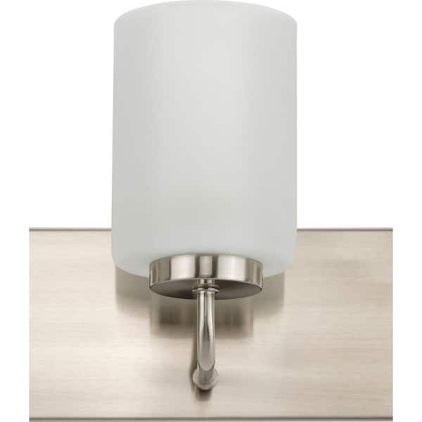 Merry Collection 30 in. 4-Light Brushed Nickel Etched Glass Transitional Bathroom Vanity Light