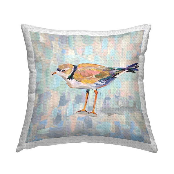 Little Bird Wildlife Soft Pastel Background Multi-Color Square Outdoor Throw Pillow