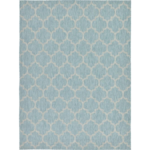 Unique Loom Outdoor Trellis Aquamarine 9' 0 x 12' 0 Area Rug