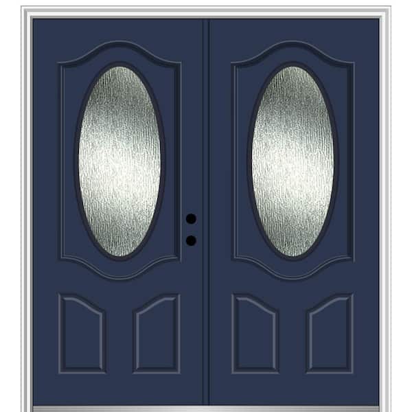 MMI Door 72 in. x 80 in. Left-Hand/Inswing Rain Glass Naval Fiberglass Prehung Front Door on 4-9/16 in. Frame