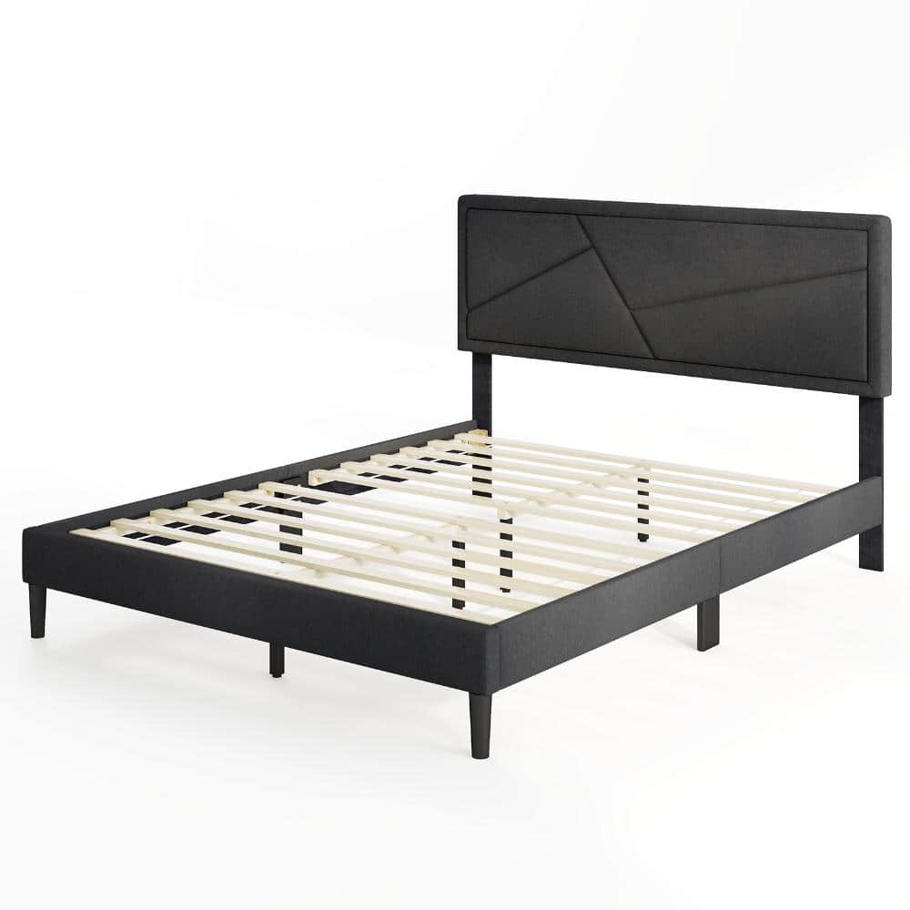 Queen Upholstered Platform Bed Frame with High Headboard, Wood Slat Support, 6 in. Underbed Clearance, Gray price history on PriceWatchPro