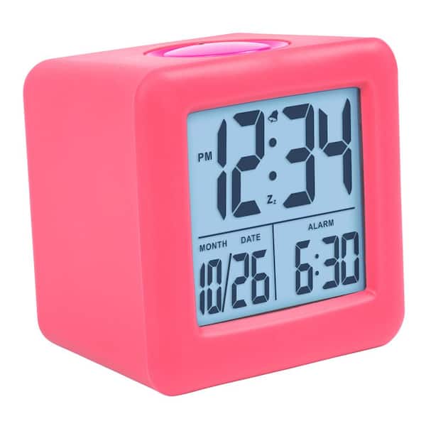 Equity by La Crosse Pink Soft Cube LCD Alarm Clock with Smart