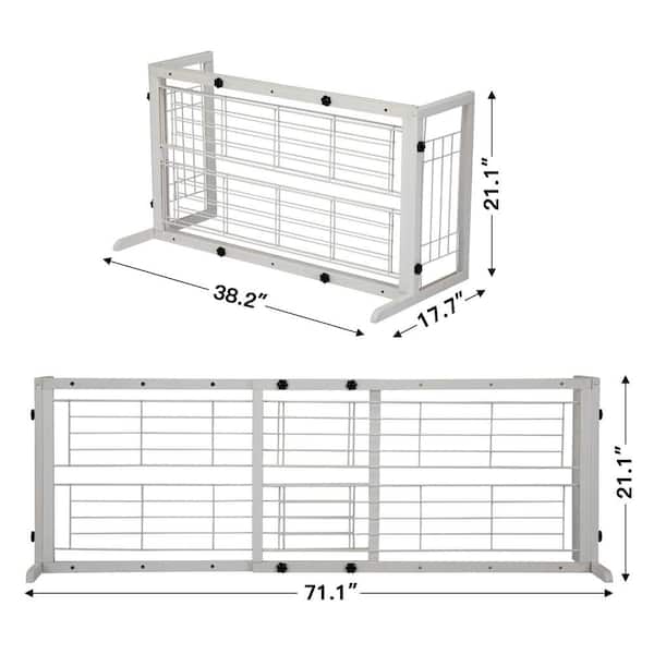 dogページ COZIWOW 38 in. to 71 in. W Adjustable Pet Gate, Solid Wood