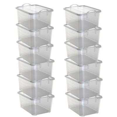 24 Pack Life Story Durable 5.7-Liter Clear Shoe /& Closet Storage Box Container