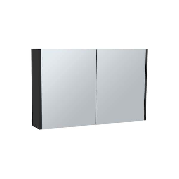 31.5 in. W x 19.7 in. H Rectangular MDF Medicine Cabinet with Mirror in Black with 2-Doors, 3-Shelves