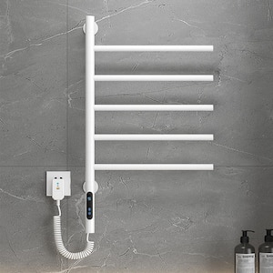 Rotary Model 5-Bar Plug-In 85-Watt Towel Warmer Smart Touch Screen Digital Display High Waterproof level in White