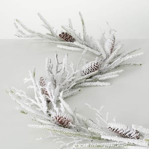 72 in. Artificial Flocked Pine Twig Christmas Garland, White