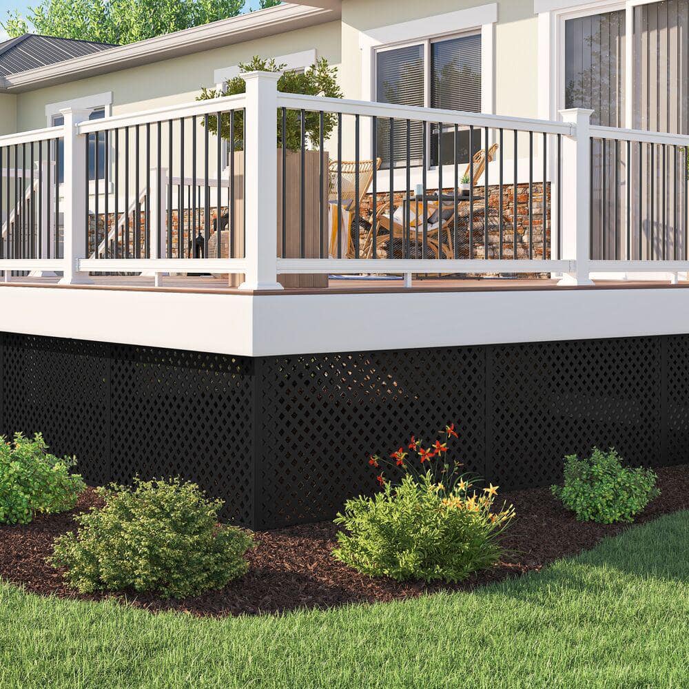 Freedom 4 ft. x 8 ft. Black Privacy Diamond Vinyl Lattice
