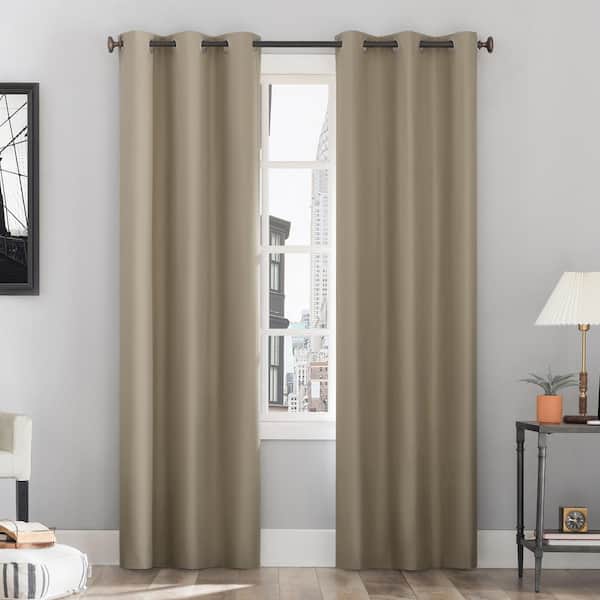 Cyrus Thermal Stone Polyester 40 in. W x 63 in. L Grommet 100% Blackout Curtain (Single Panel)