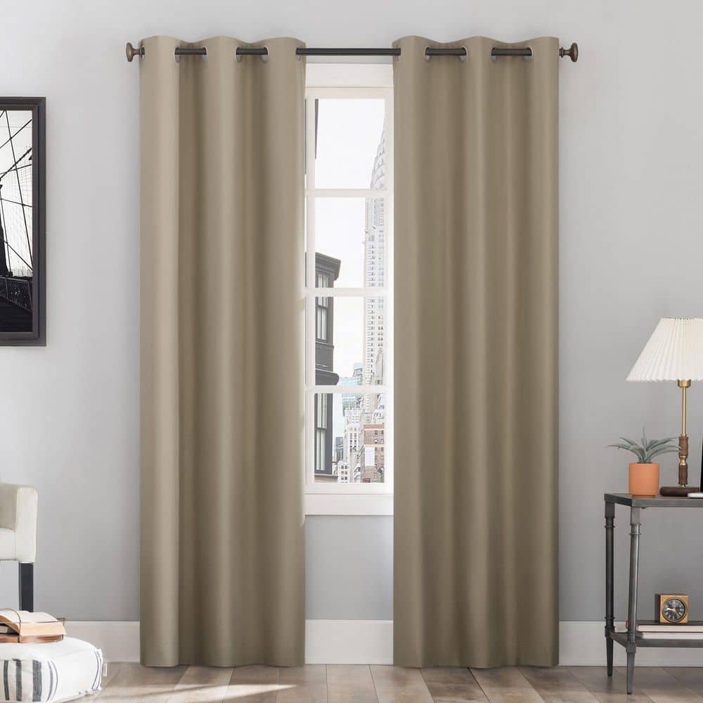 Cyrus Thermal 40 in. W x 84 in. L 100% Blackout Grommet Curtain Panel in Stone price history on PriceWatchPro