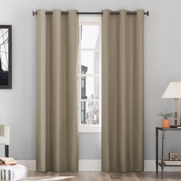 Sun Zero Cyrus Thermal Stone Polyester 40 in. W x 96 in. L Grommet 100% Blackout Curtain (Single Panel)
