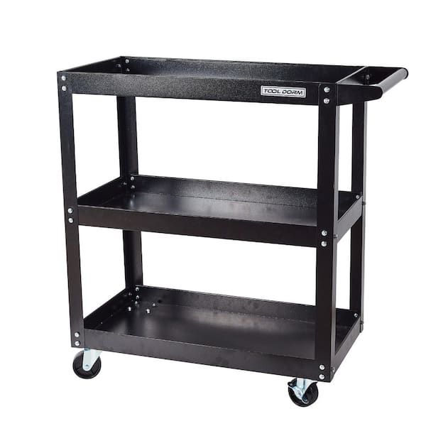 Tileon 3-Tier Tool Cart, Steel Kitchen Pantry with Casters for Kitchen/Laundry/Garage in Black