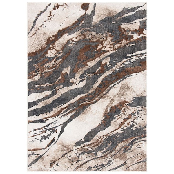 Pacific 5 ft. x 8 ft. Dark Gray/Beige Monochrome Marble Area Rug
