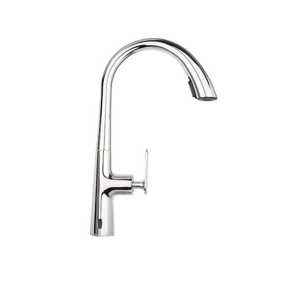 INSTER Single Handle Goose Neck Pull Down Sprayer Kitchen Faucet with Touch Sensor in Brushed Nickel