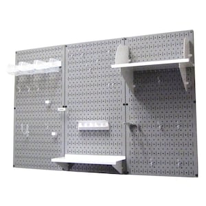 32 in. x 48 in. Metal Pegboard Standard Tool Storage Kit with Gray Pegboard and White Peg Accessories