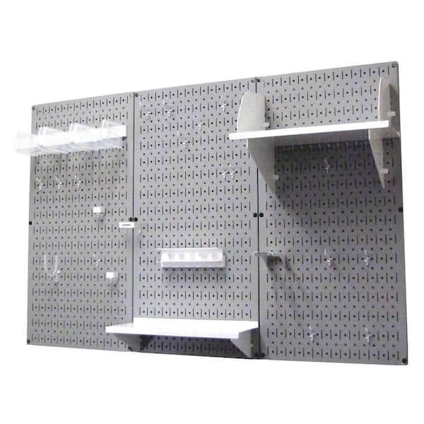 Wall Control 32 in. x 48 in. Metal Pegboard Standard Tool Storage Kit with Gray Pegboard and White Peg Accessories