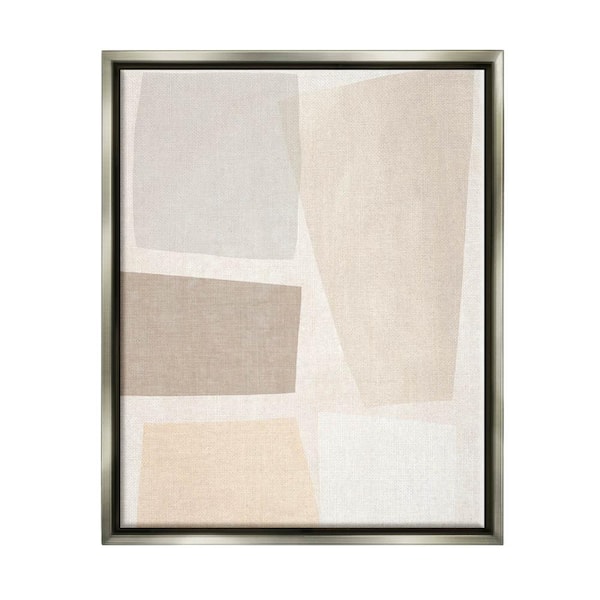 The Stupell Home Decor Collection Modest Neutral Toned Blocked Abstract Shapes by June Erica Vess Floater Frame Abstract Wall Art Print 21 in. x 17 in. .