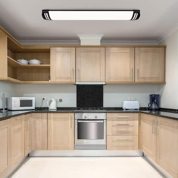 8-Pack 4 ft. Matte Black Woodgrain Gray End Caps 5250LM 75W Integrated LED Wraparound Light Adjustable CCT Night Light