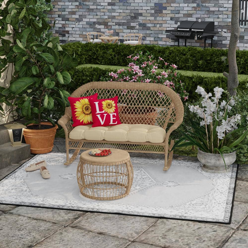 16 in. L x 16 in. W x 4 in. T Reversible Outdoor Throw Pillow in Love Sunflower price history on PriceWatchPro