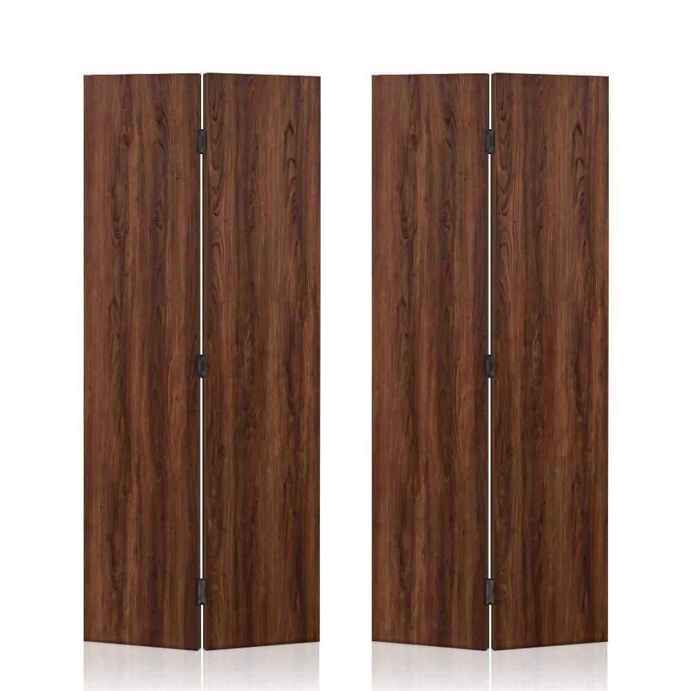 48 in. x 96 in. x 3/4 in. Thickness Solid Core Dark Walnut Composite Textured Double Closet Bi-fold Door price history on PriceWatchPro