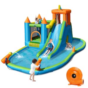 Fabric Inflatable Water Slide Kids Bounce House Splash Water Pool with Blower