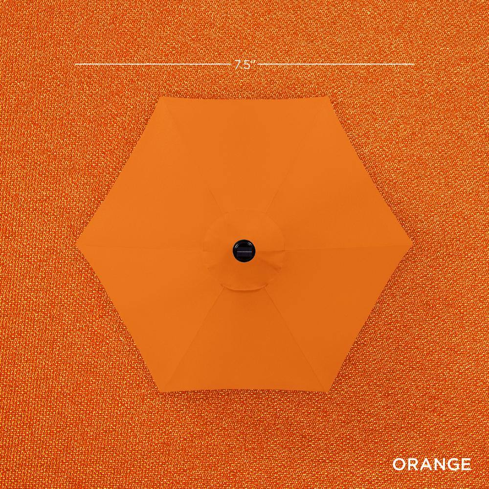 7.5ft Orange Solar Patio Umbrella with LED Lights and Steel Frame