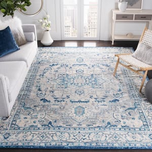 Brentwood Light Gray/Blue 11 ft. x 11 ft. Square Distressed Medallion Area Rug