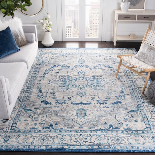 Brentwood 12 ft. x 15 ft. Light Gray/Blue Oriental Area Rug