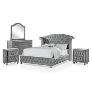 Nesika 5-Piece Gray Eastern King Bedroom Set