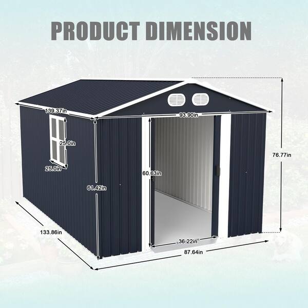 ひ*め様 Eve 12T Size L black・White2枚セット 8 ft. Wx12 ft. D Storage Metal Shed with Sturdy Frame Structure
