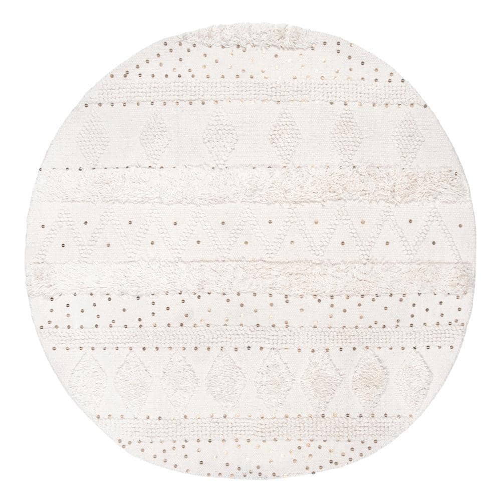 Chandy Textured Wool Cream 8 ft. x 8 ft. Indoor Round Area Rug price history on PriceWatchPro