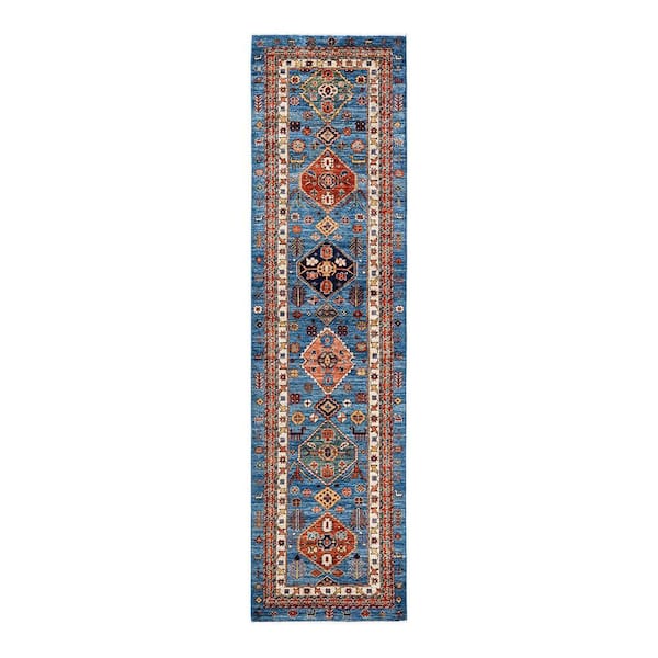 Solo Rugs Serapi One-of-a-Kind Traditional Light Blue 2 ft. x 10 ft. Runner Hand Knotted Tribal Area Rug